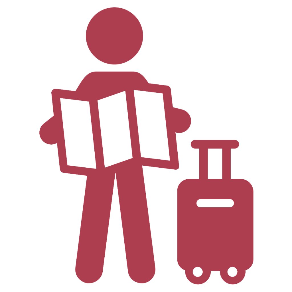 tourist with map and suitcase